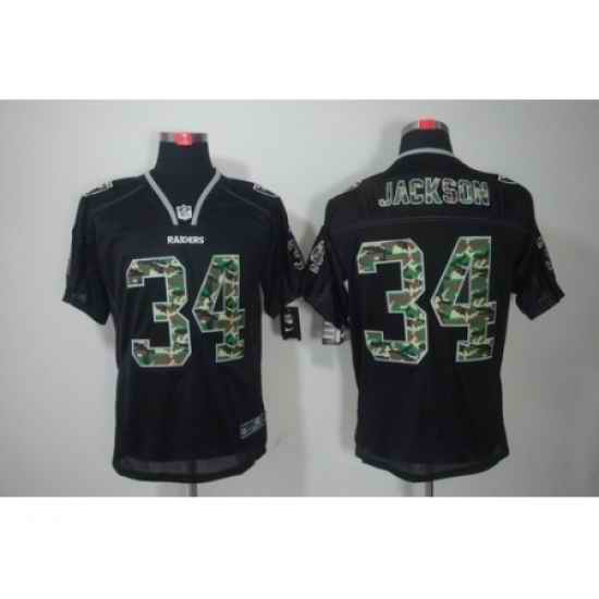 Nike Oakland Raiders 34 Bo Jackson Black Lights Out Elite Camo Number NFL Jersey